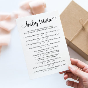 Bébé Trivia Jeu avec Réponses Carte Baby shower