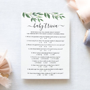 Bébé Trivia Jeu avec Réponses Carte Baby shower