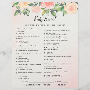 Bébé Trivia   Jeu Baby shower