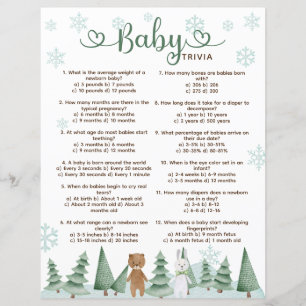Bébé Trivia mignon hiver Woodland jeu à thème