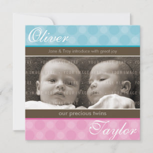 BÉBÉ TWINS FAIRE-PART :: harmonie 1SQ