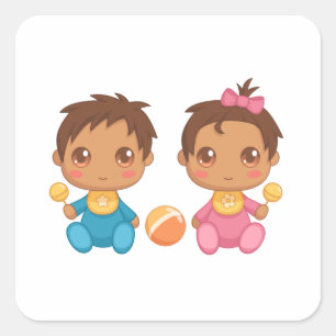 Bébé Twins Sticker Carré garçon et fille