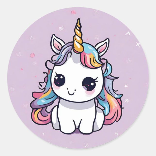 Bébé Unicorn Party Favoriser Stickers (Devant)
