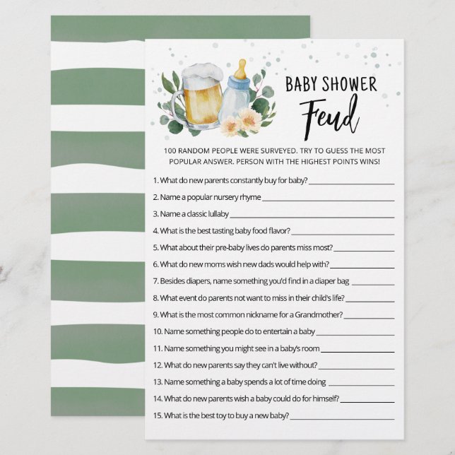 Bébé verdure prépare une querelle de Baby Shower (Devant / Derrière)