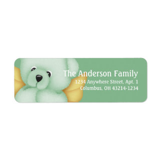 Bébé vert et or Ours en peluche 2 Étiquette de adr