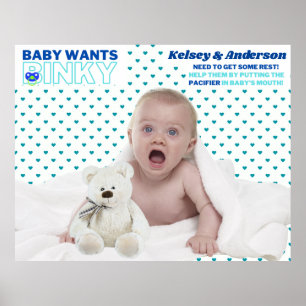 Bébé veut Binky   Affiche de jeu amusant pour la f