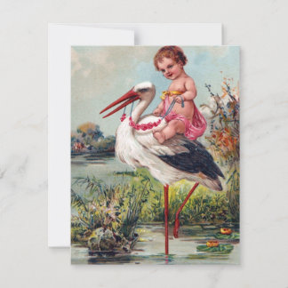 Bébé vintage et cigogne