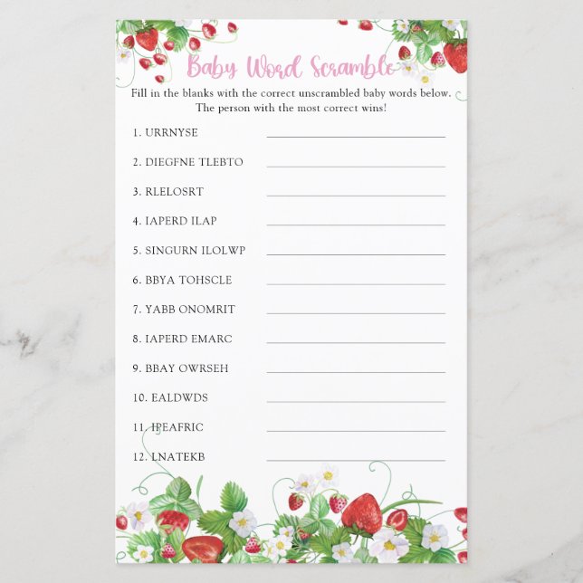 Bébé Word jeu de course | Framboise Sucrée (Devant)