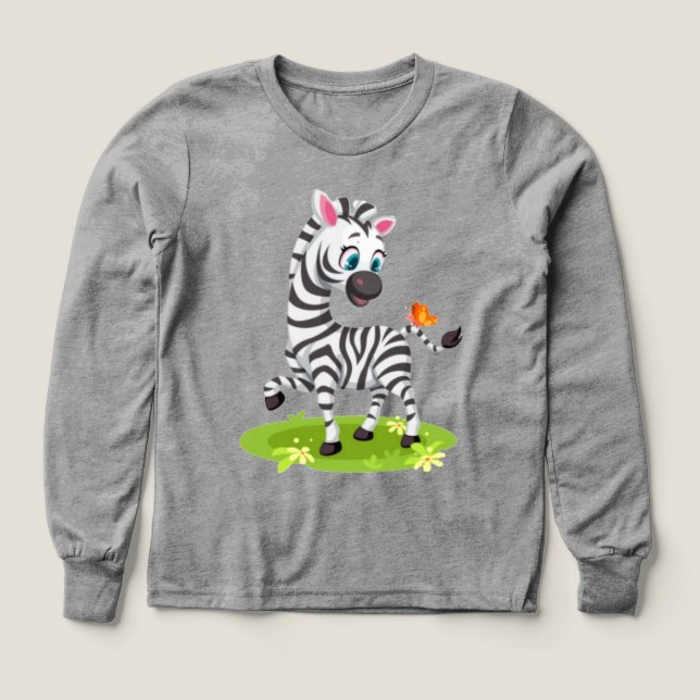 Bébé Zèbre Dessin Jouer avec Papillon-23960 (Motif recto)