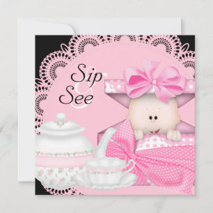 Bébée noire rose Sip & Voir des invitations