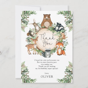 Bébés animaux Carte de remerciements vert pâle Boi