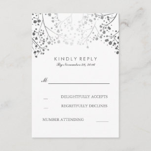 Bébé's Breath Argent Floral Wedding Cartes RSVP