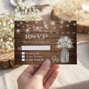 Bébé's Breath Mason Jar String éclats mariage RSVP