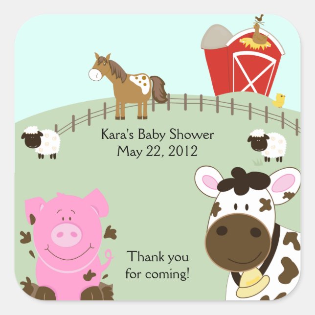 BÉBÉS DE FERME CARRÉ Barnyard Favoriser Sticker (Devant)