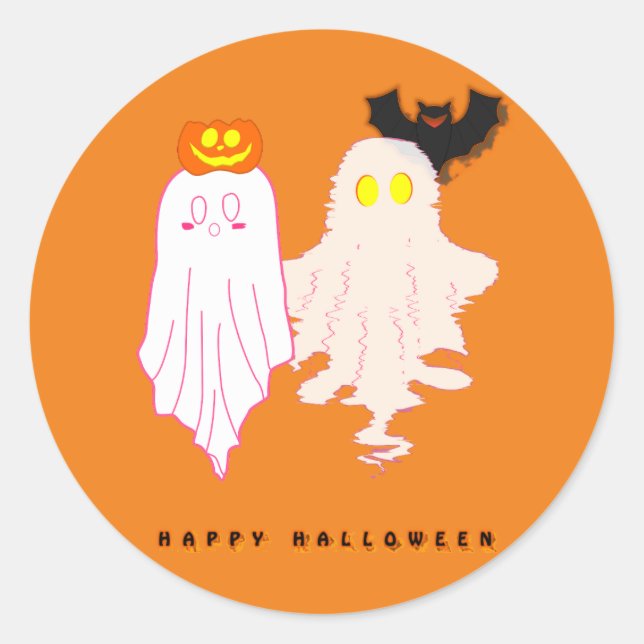 Bébés fantômes mignons autocollant Halloween (Devant)