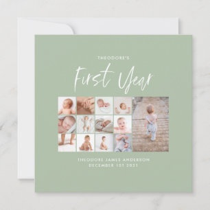 Bébés first year photo collage script green