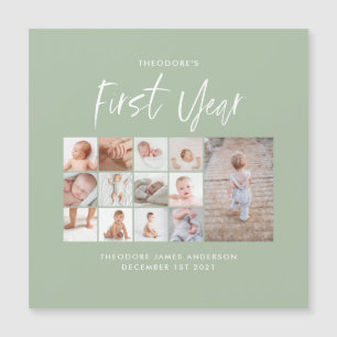 Bébés first year photo collage script green