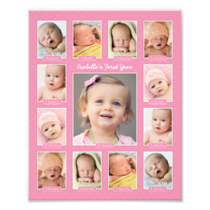 Bébés Première année Gardien rose Collage photo