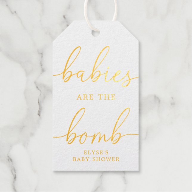 Bébés sont la bombe Gold Foil Favor étiquette cade (Recto)