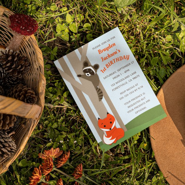 Bébés Woodland Petite invitation d'anniversaire (Créateur téléchargé)