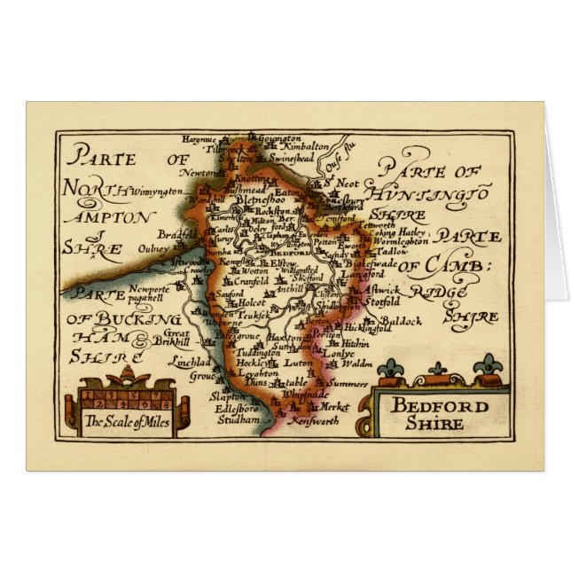 Bedfordshire Comté Angleterre Ancien Antiquaire Ca (Devant horizontal)