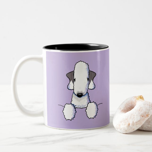 Bedlington Terrier Mug à café à deux tons (Avec donut)