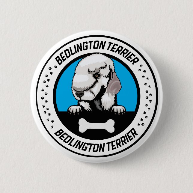 Bedlington Terrier Peeking Illustration Badge (Devant)
