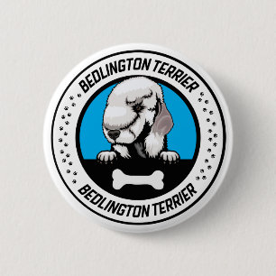 Bedlington Terrier Peeking Illustration Badge