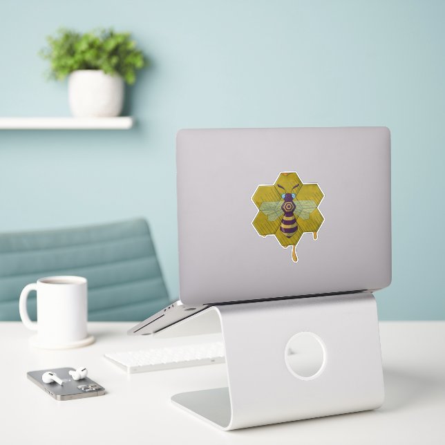 Bee and Hive sticker  (Ordinateur portable sur le bureau)