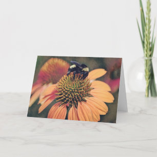 Bee Art Bee sur la carte d'art orange Coneflower