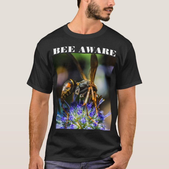 Bee Aware Homme's Basic Dark T-Shirt (Devant)