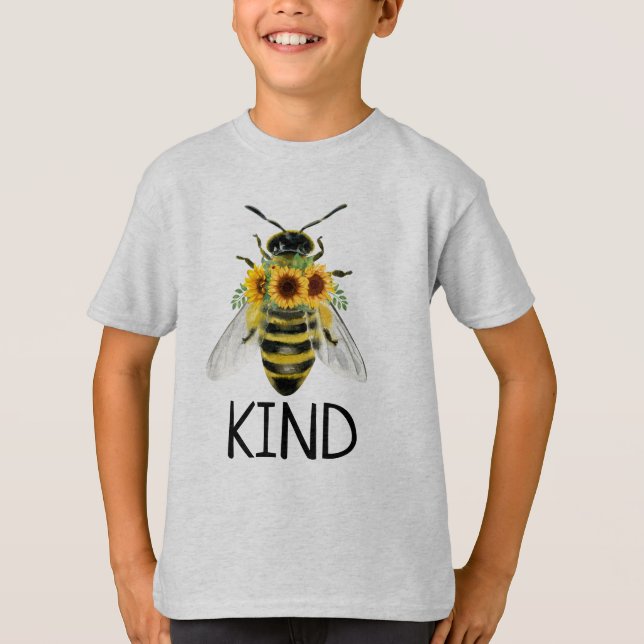 Bee Be Kind T-Shirt Peint Tournesols (Devant)