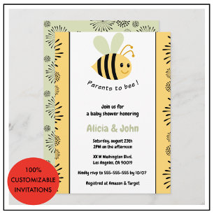 Bee bébé invitations douche coed bumblebee