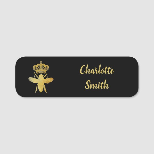 BEE BEE Gold Personnalisé Pin Noir Badge Pin Magné (Devant)