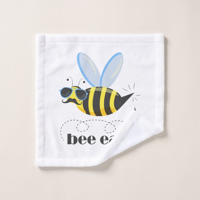 Bee caractère avec mustache lunettes de soleil Bee (Gant de toilette)