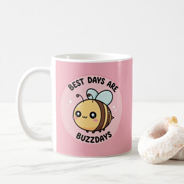 Bee Coffee Mug – Cute Kawaii Bumblebee (Avec donut)