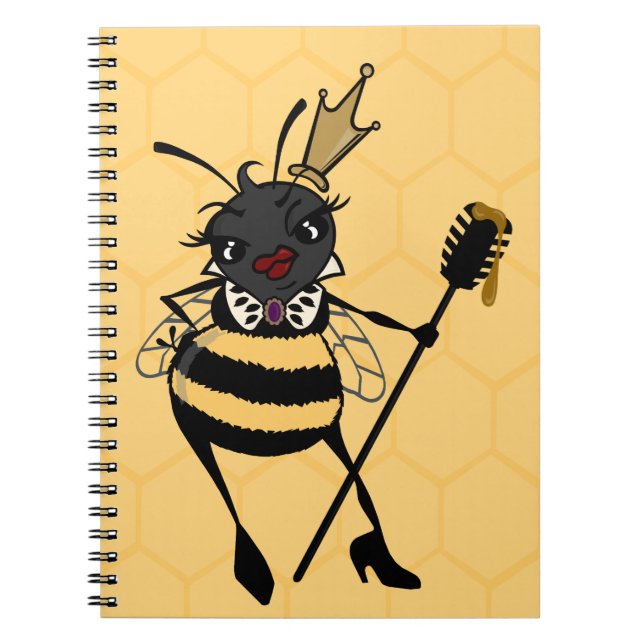 BEE DE LA REINE CUTE AVEC CARNET SPIRAL HONEYCOMB (Devant)