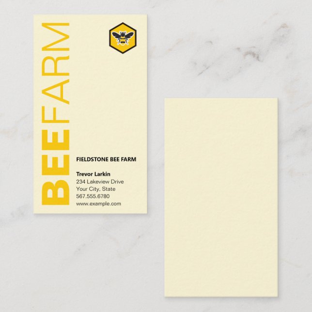 BEE Farm Logo Typographie Carte de visite vertical (Devant / Derrière)