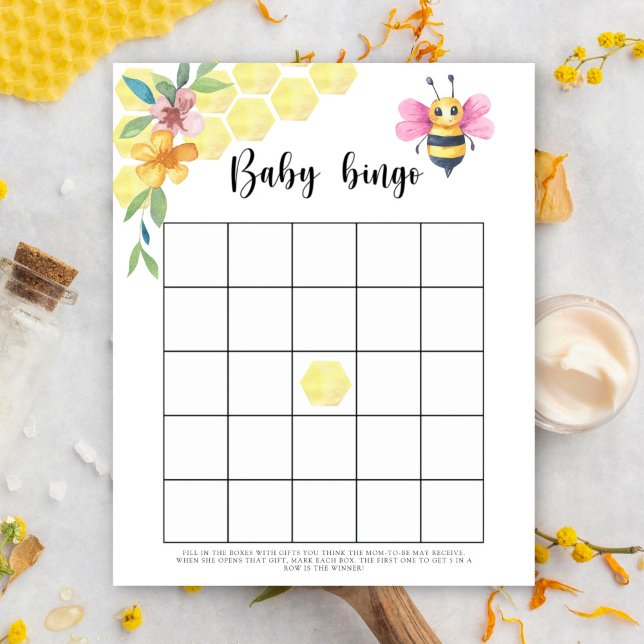 Bee floral - Baby shower bingo (Créateur téléchargé)