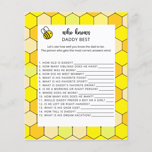 Bee floral Qui connaît le mieux DADDY (Devant)