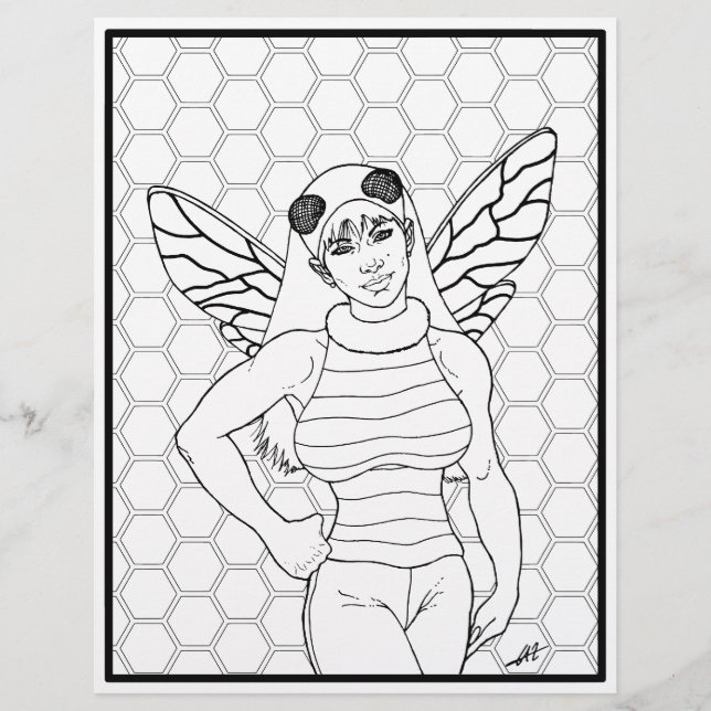 Bee Girl - Coloring Page. (Devant)