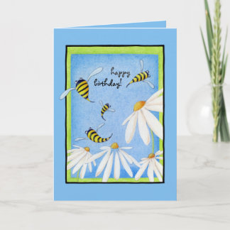Bee Happy Daisies Carte Anniversaire
