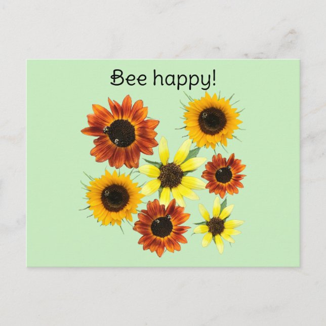 Bee Happy Honey Bees Profitant Des Cartes Postales (Devant)