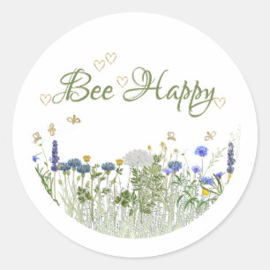BEE HAPPY Meadow Flowers et abeilles Lid Étiquette