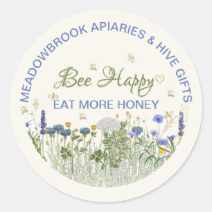 BEE HAPPY Meadow Flowers et abeilles Lid Étiquette