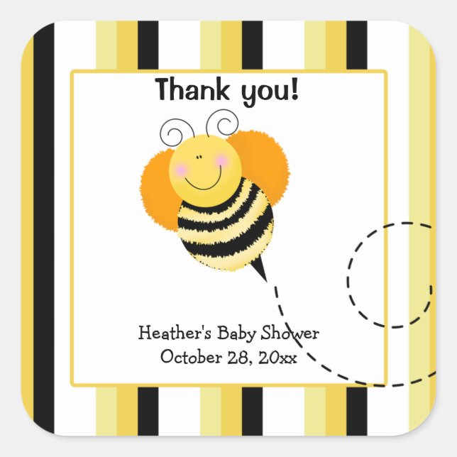 Bee Hop Bumble Bee Carré Favoriser Stickers (Devant)