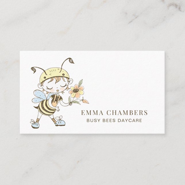 Bee Illustration Garderie Carte de visite de garde (Devant)