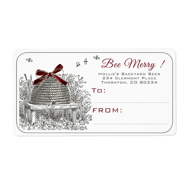 Bee Merry Beekeeper's Holiday Shipping Étiquette (Devant)