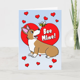 Bee Mine Corgi Carte Saint Valentin