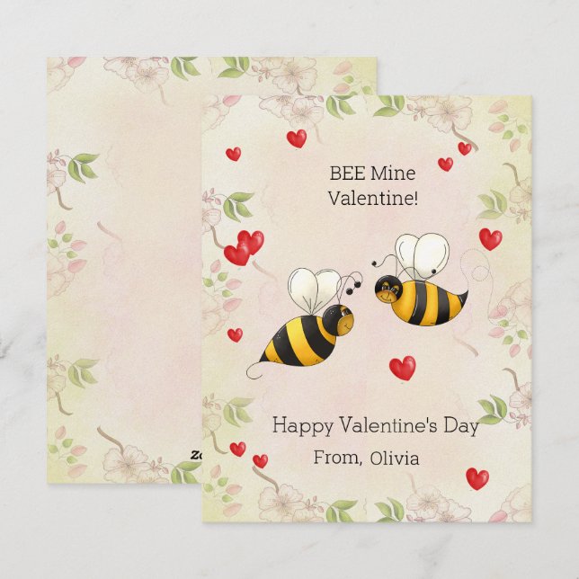 BEE Mine la Saint-Valentin !  Carte de vacances po (Devant / Derrière)
